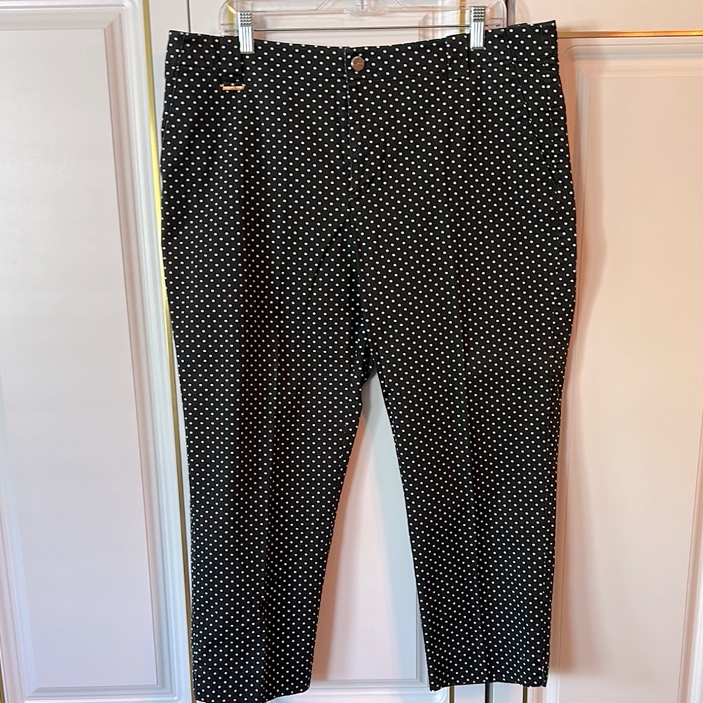 Black Polka Dot capri pants size 16